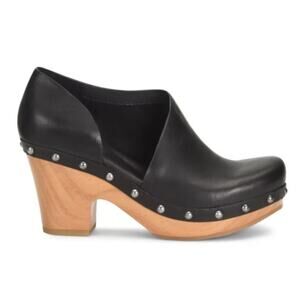 KORKS Black ARIELLE Wood Sole d'Orsay Platform Clogs Bootie Shoes Sz 10M